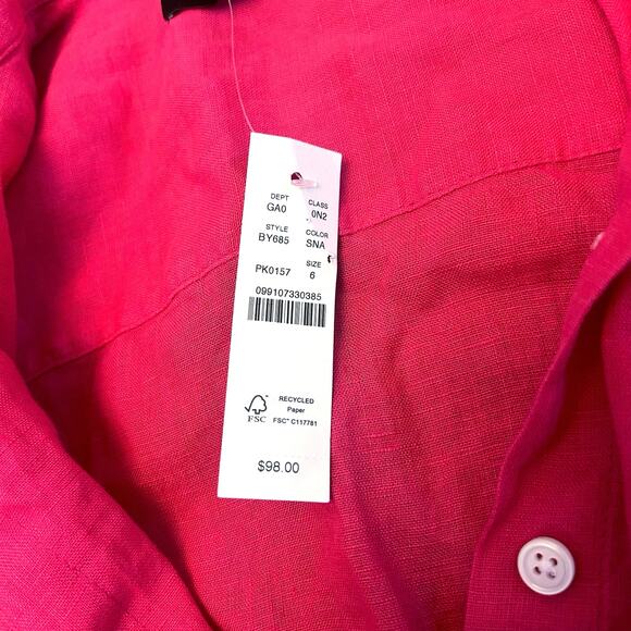 NWT J.Crew Wren Slim Shirt in Baird McNutt Irish Linen Snapdragon Pink Size 6 - Picture 5 of 6